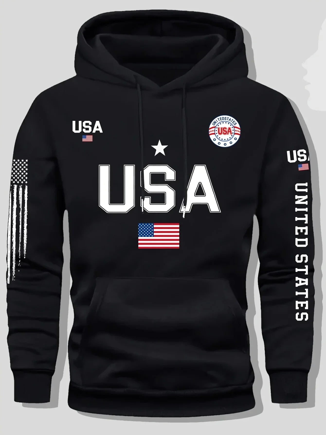Felpa Con Cappuccio In Pile Con Motivo Bandiera USA Unisex Pullover Casual Con Scritte Estate Unite Per Studenti