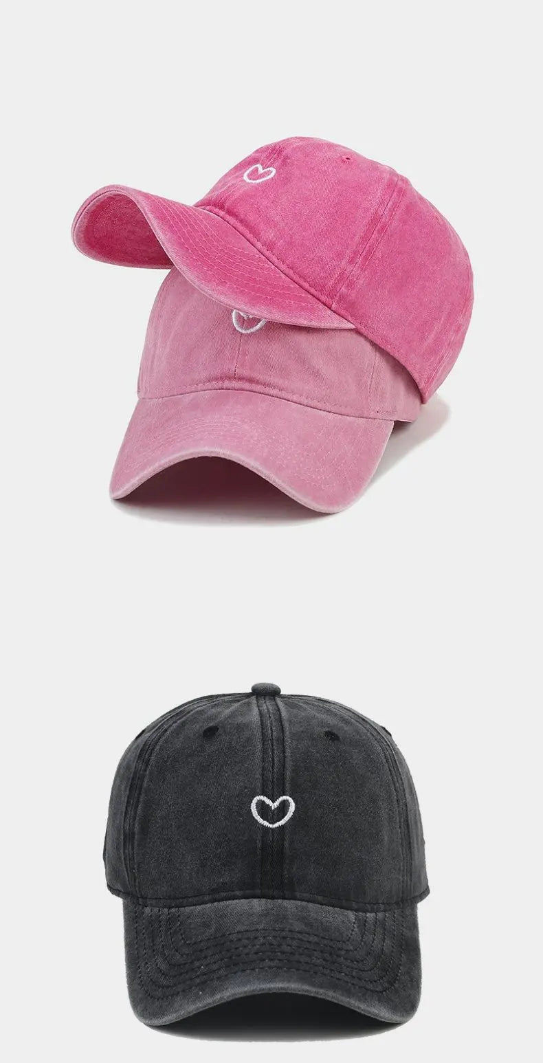 Cappello Da Baseball In Cotone Lavato Unisex Ricamato Con Amore Retro Protezione Solare Per Donna E Uomo