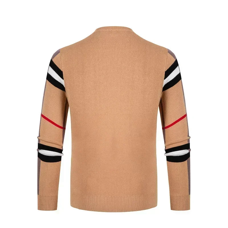 Maglione Da Uomo Lavorato A Maglia Pullover Autunno Inverno 2024 Morbido Caldo A Righe E Quadri Girocollo Moda Uomo