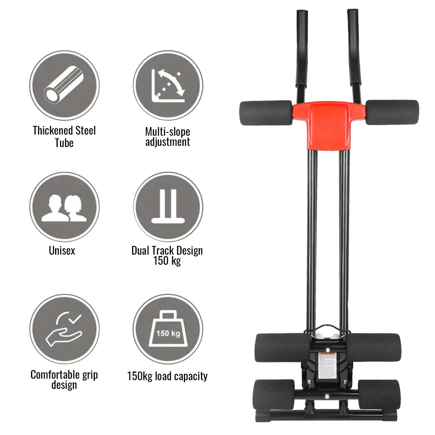 Allenatore Addominale Compatto HGTUGO a 5 Livelli Regolabili Antiscivolo Ergonomico per Allenamento a Casa