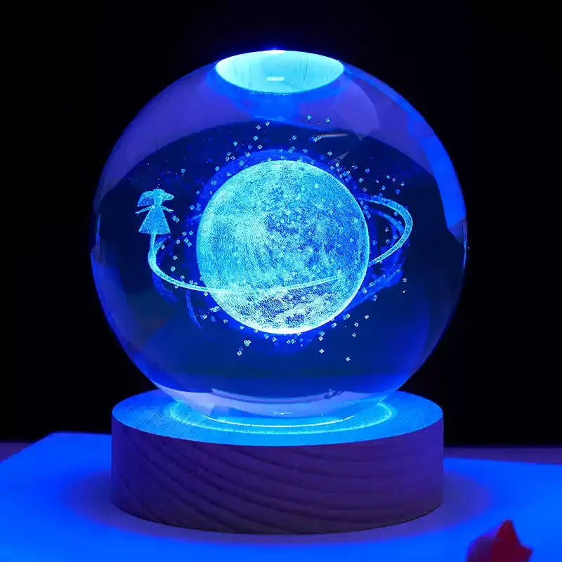 Decorazione Della Stanza Con Sfera Di Cristallo 3D E Base Led Per Luce Ambientale Nel Soggiorno