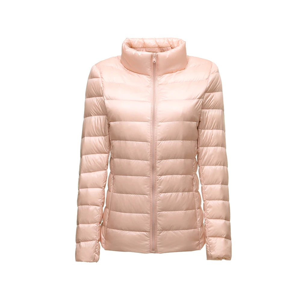 Cappotto Imbottito Femminile Ultraleggero Ripiegabile Collo Alla Coreana Slim Fit Da Ufficio 2023 Nuovi Arrivi