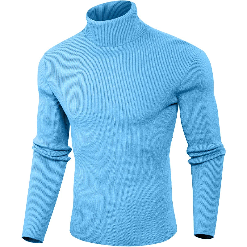 Dolcevita Di Lana Rigata Da Uomo Caldo Pullover In Maglia Casual Senza Cappuccio