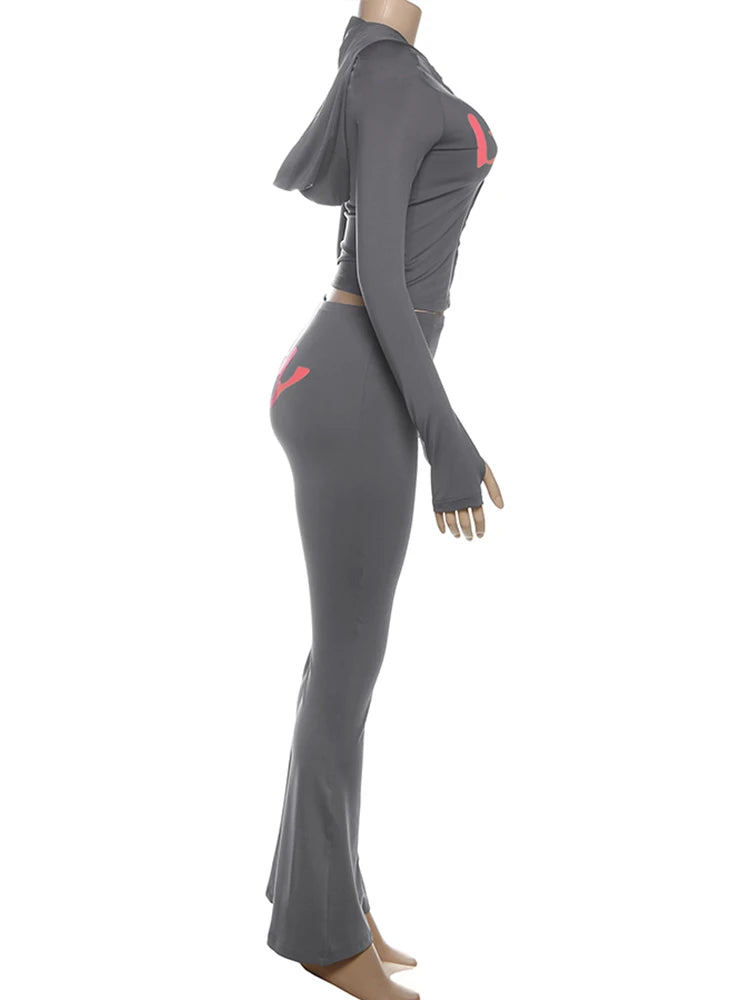 Tuta Due Pezzi Da Donna Con Giacca Cappuccio E Leggings Abbinati Slim Fit Streetwear Sportivo
