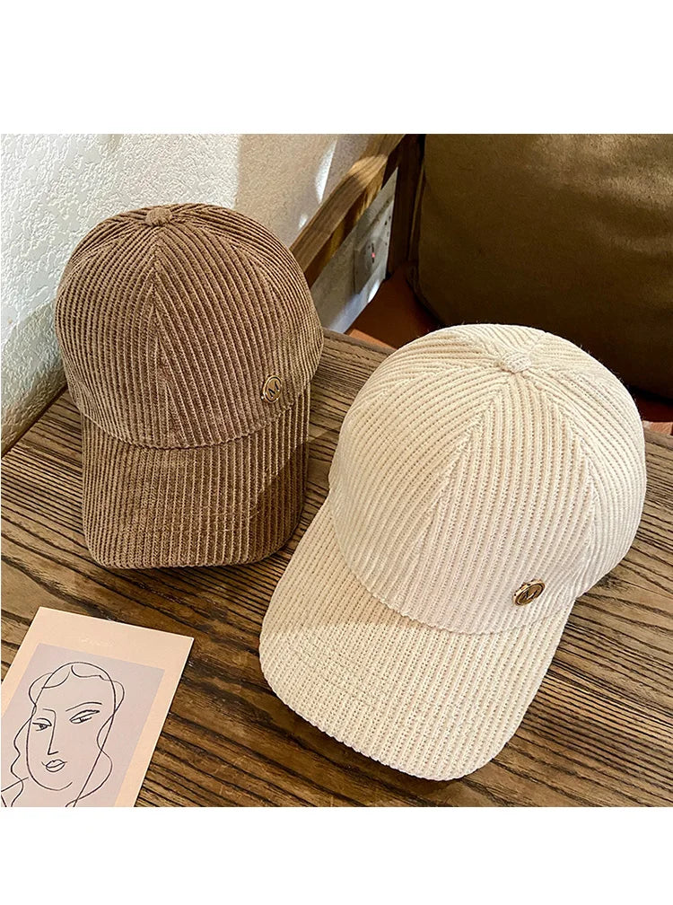 Berretto Da Baseball In Velluto A Coste Regolabile Unisex Snapback Autunno Inverno Con Protezione Solare