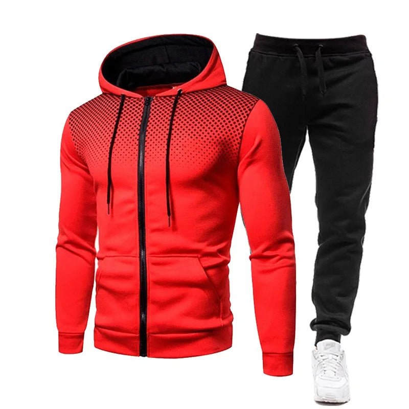 Tuta Da Uomo Set Abbigliamento Sportivo Con Cappuccio Cerniera Felpa Pantaloni Da Corsa Per Allenamento
