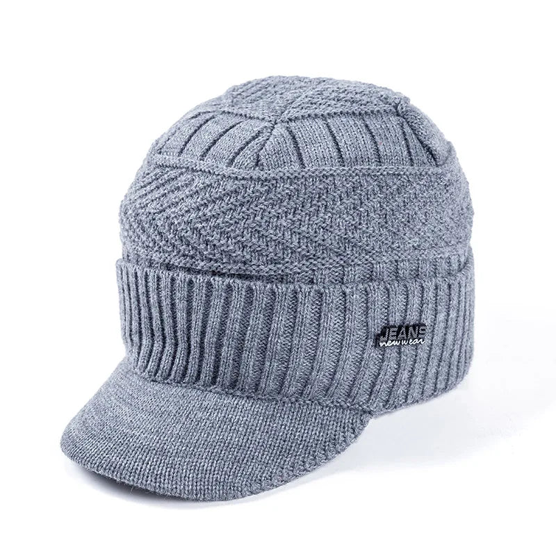 Cappello In Lana Per Uomo Autunno Inverno Lavorato A Maglia Con Visiera Imbottita Caldo E Confortevole