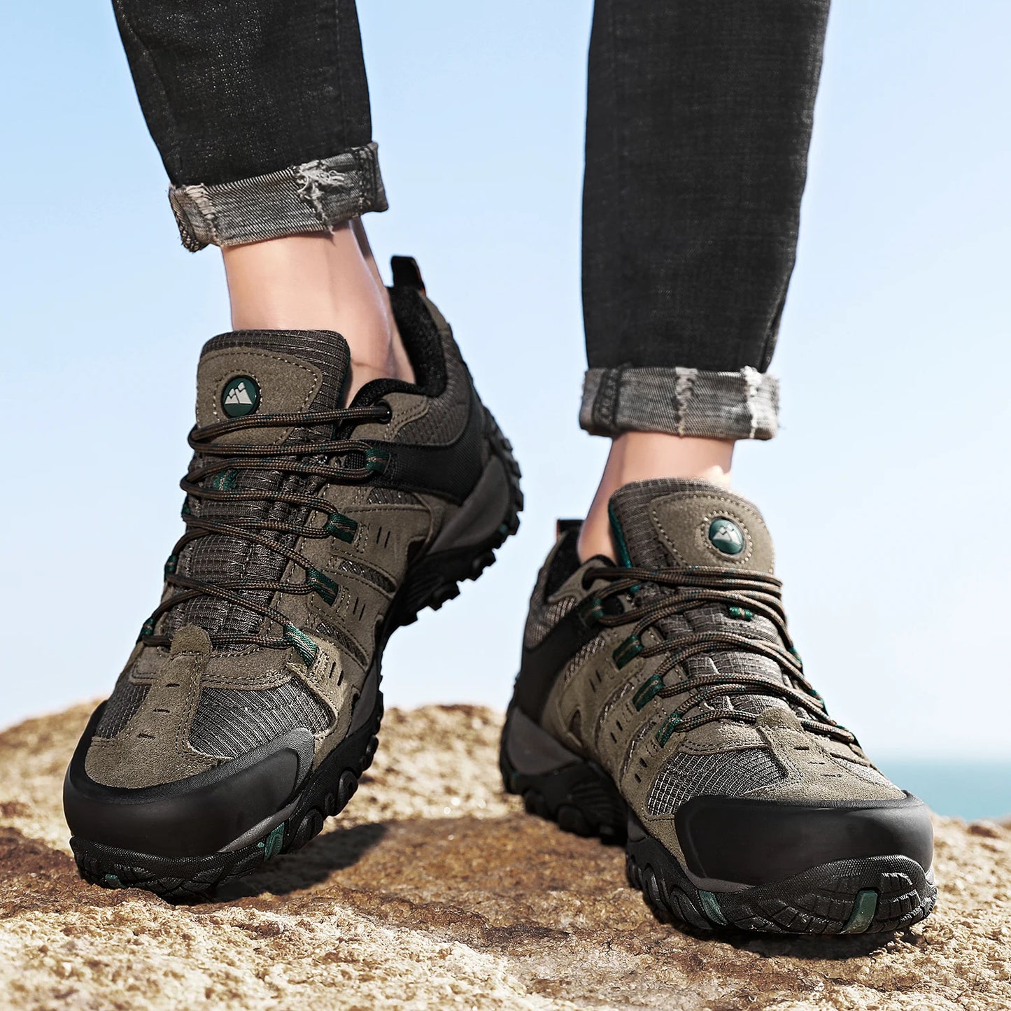 HIKEUP Scarpe Da Trekking Da Uomo In Pelle Scamosciata Impermeabili Traspiranti Esterno Resistente All Usura