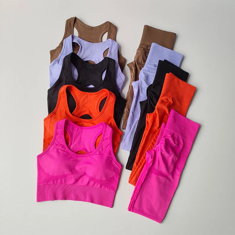 Reggiseno Sportivo Donna 2 Pezzi Set Canotta Fitness Reggiseno Antiurto Leggings Corsa Tuta Yoga Bellissimo Posteriore