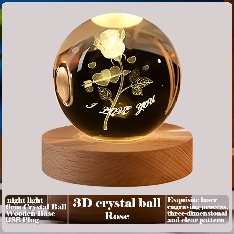 Sfera di Cristallo 3D Creativa Regalo San Valentino Rosa Per la Festa della Mamma Decorazione da Scrivania Nuvola