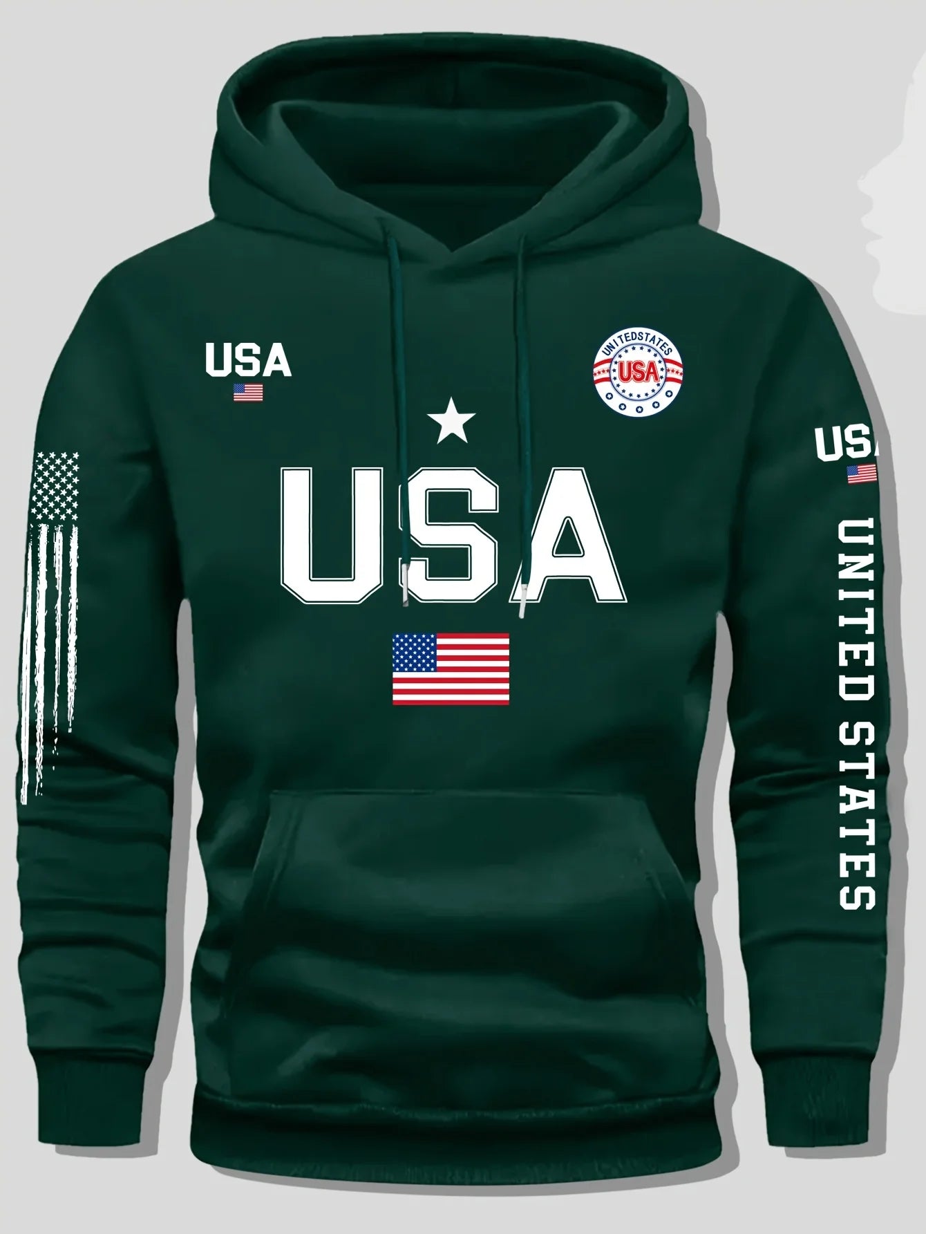 Felpa Con Cappuccio In Pile Con Motivo Bandiera USA Unisex Pullover Casual Con Scritte Estate Unite Per Studenti
