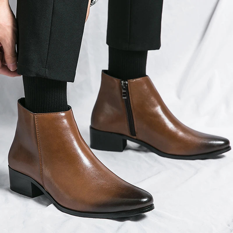 Scarpe Da Uomo Stivaletti Chelsea Impermeabili In Pelle Casual E Business Retrò Mocassini Classici