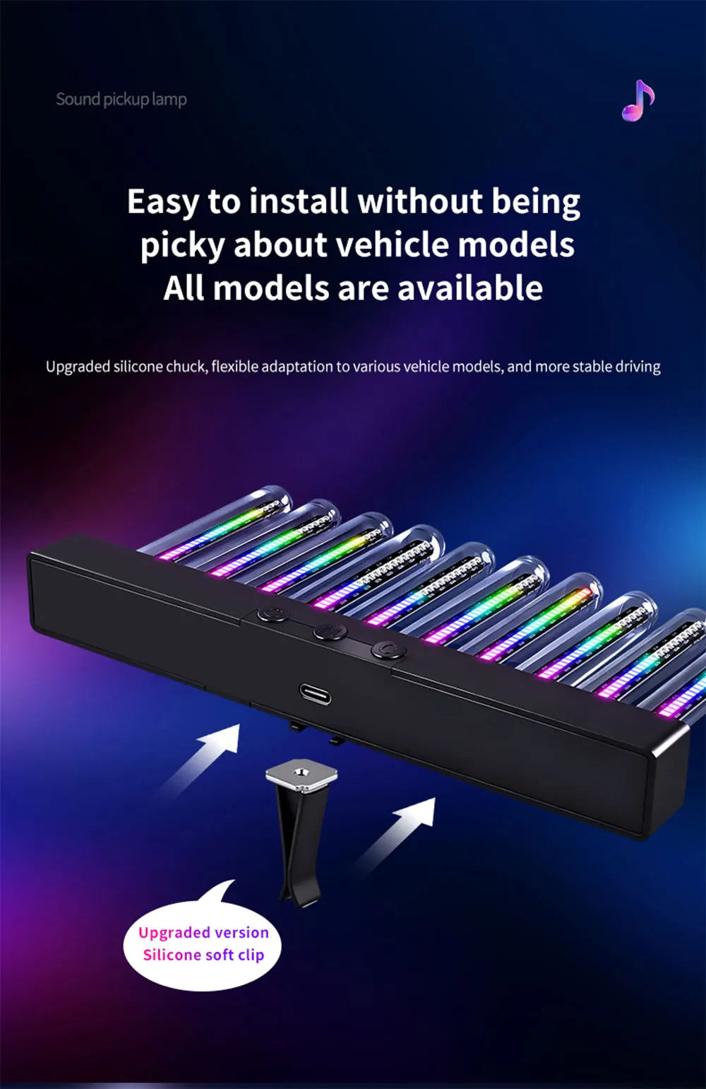 Luce Ambientale RGB Con Sensore Sonoro Striscia LED Sincronizzata Con La Musica Per Auto USB E Cruscotto