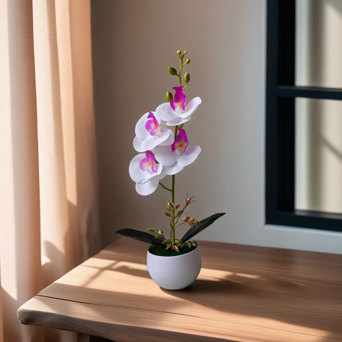 Pianta In Vaso Di Orchidea Artificiale Realistica Con Vaso Di Plastica Per Decorazione Centrotavola Tavolo Per Ufficio