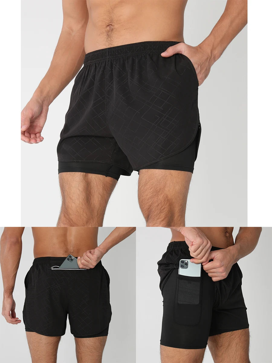 Pantaloncini Da Corsa Da Uomo 2 In 1 Palestra Asciugatura Rapida Pantaloni Corti Sportivi Estivi