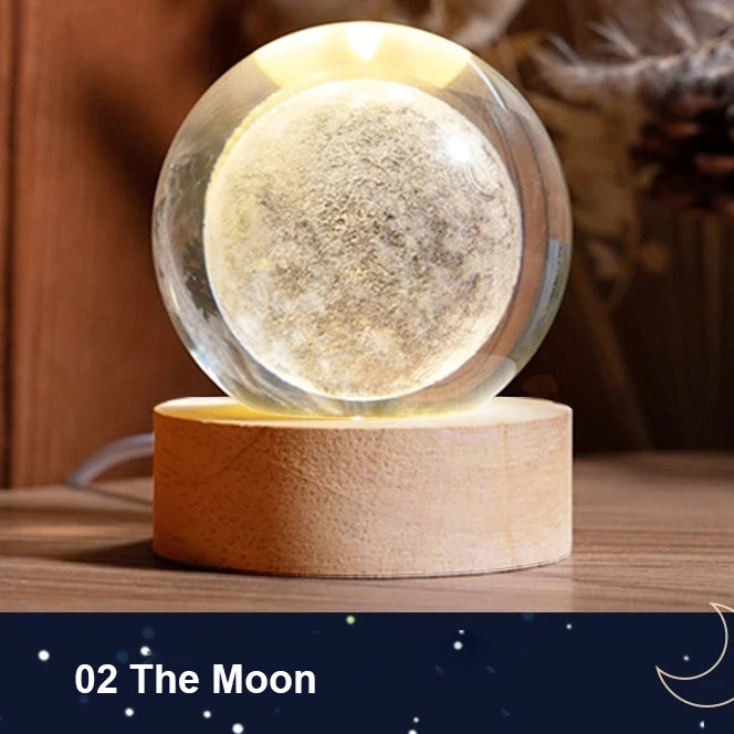 Lampada a Sfera di Cristallo 3D Con Proiezioni Galassia Luce Notturna USB Atmosfera Accogliente Regalo Creativo