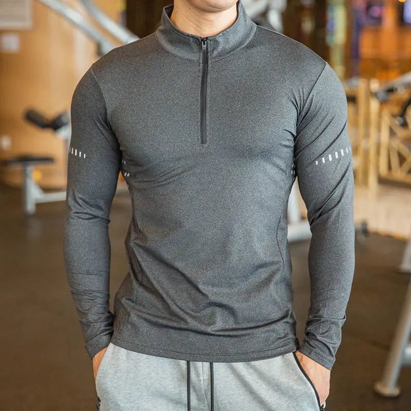 Maglia Da Fitness Da Uomo A Maniche Lunghe Per Corsa Palestra Sportiva Compression Rashguard Attillata