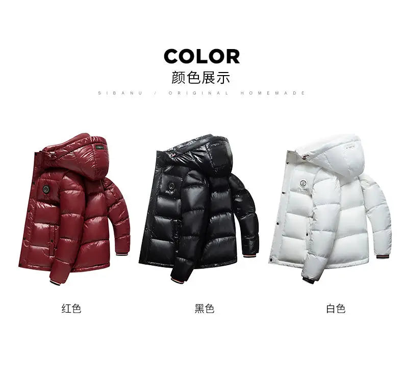 Piumino Da Uomo 2025 Inverno Con Cappuccio E Cerniera D Anatra Bianco Caldo Alla Moda Da Esterno Casual