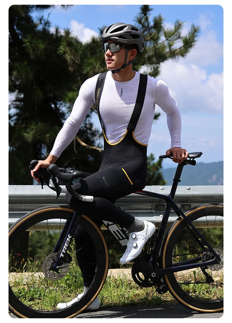 INBIKE Pantaloni Con Bretelle Per Bici Da Strada In Pile Per Uomo Termici Invernali Antivento MTB Ciclismo