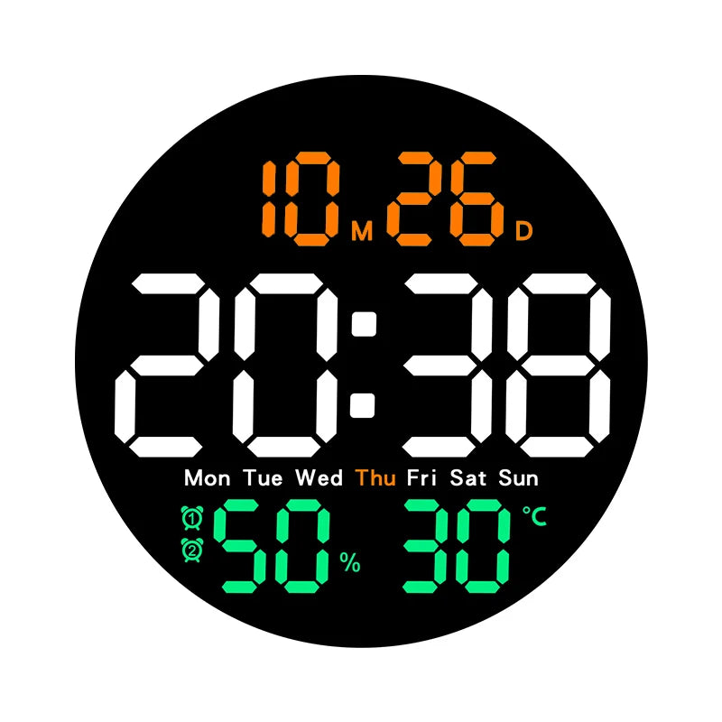 Orologio Da Parete Digitale DieciPollici Con Telecomando Temperatura Umidità Data Conto Alla Rovescia Sveglie Led Dimmer