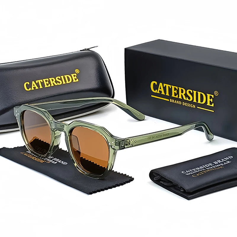 Occhiali Da Sole Polarizzati Retrò Unisex Caterside Ultraleggeri Montatura TR90 Poligonale Per Esterni Viaggio Di Qualità