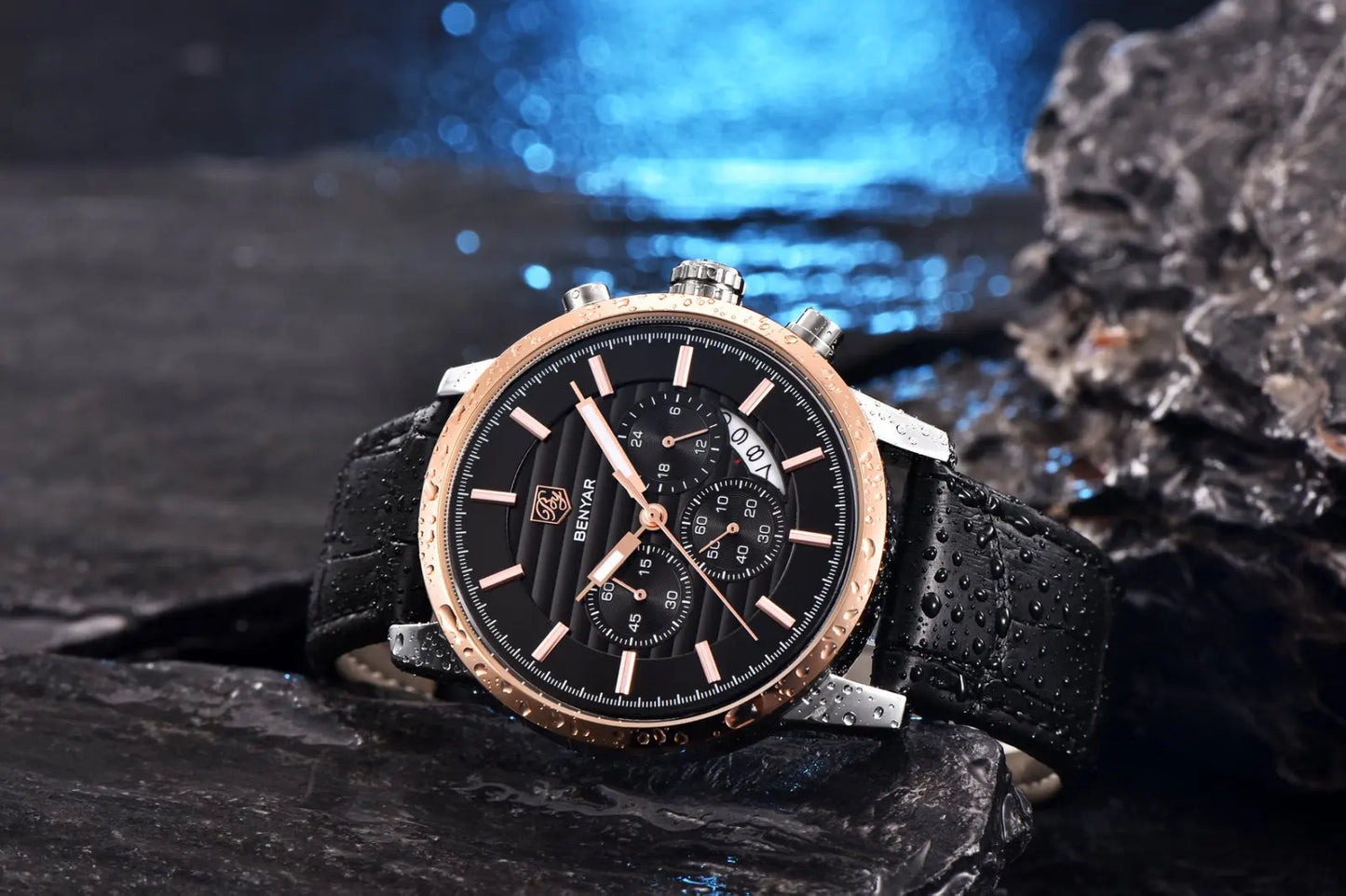 Orologio Da Uomo BENYAR Al Quarzo In Pelle Impermeabile Multifunzione Cronografo calendario Resistente Agli Urti