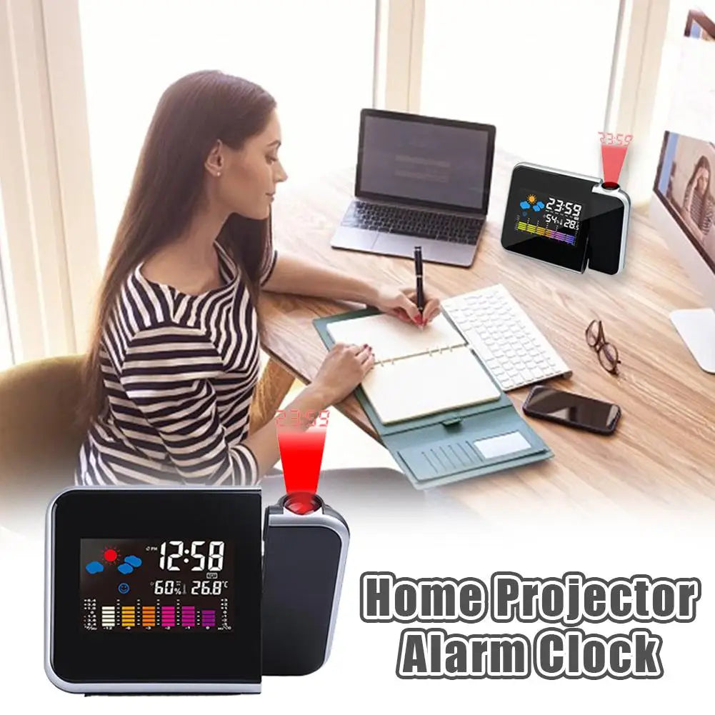 Sveglia Con Schermo A Colori A LED Con Proiezione Intelligente E Previsioni Meteo Per Decorazione Della Camera Da Letto