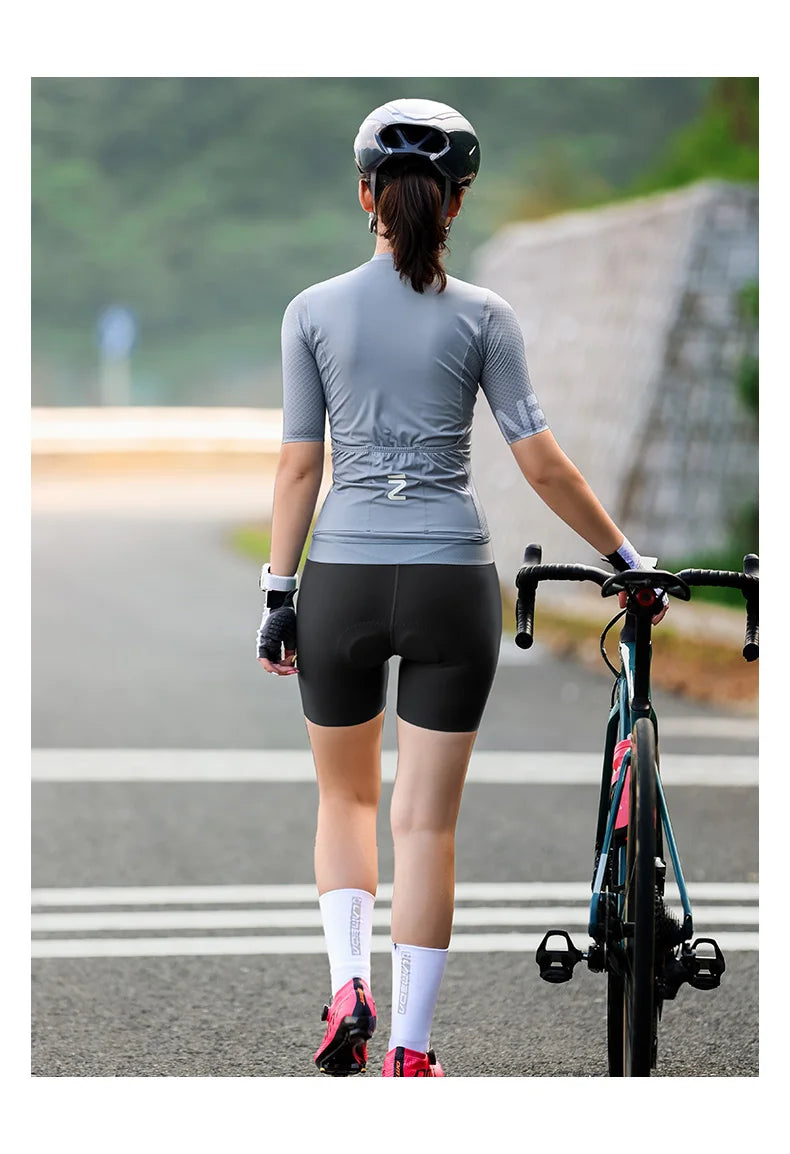 Maglia Ciclismo Da Donna Maniche Corte Estiva Quick Dry MTB Con Tasche Jersey Abbigliamento Da Ciclismo