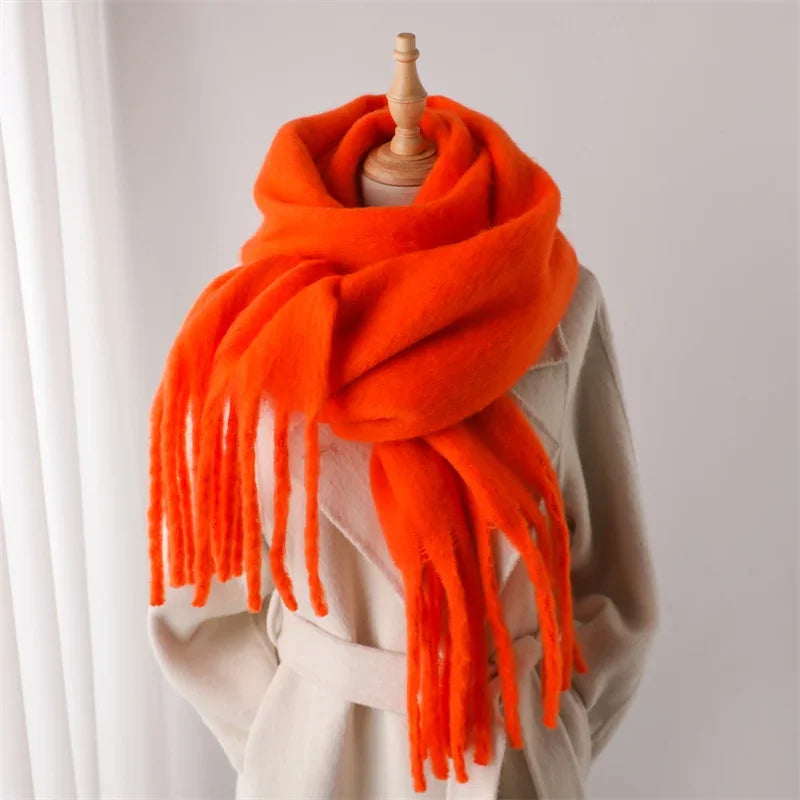 Sciarpa Invernale Per Donna Cashmere Caldo Pashmina Morbida Grande Scialle Con Nappa Poncho Lungo Echarpe