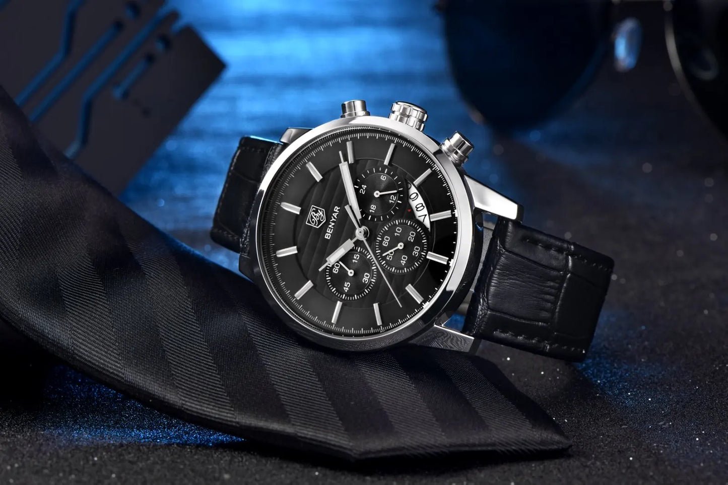 Orologio Da Uomo BENYAR Al Quarzo In Pelle Impermeabile Multifunzione Cronografo calendario Resistente Agli Urti