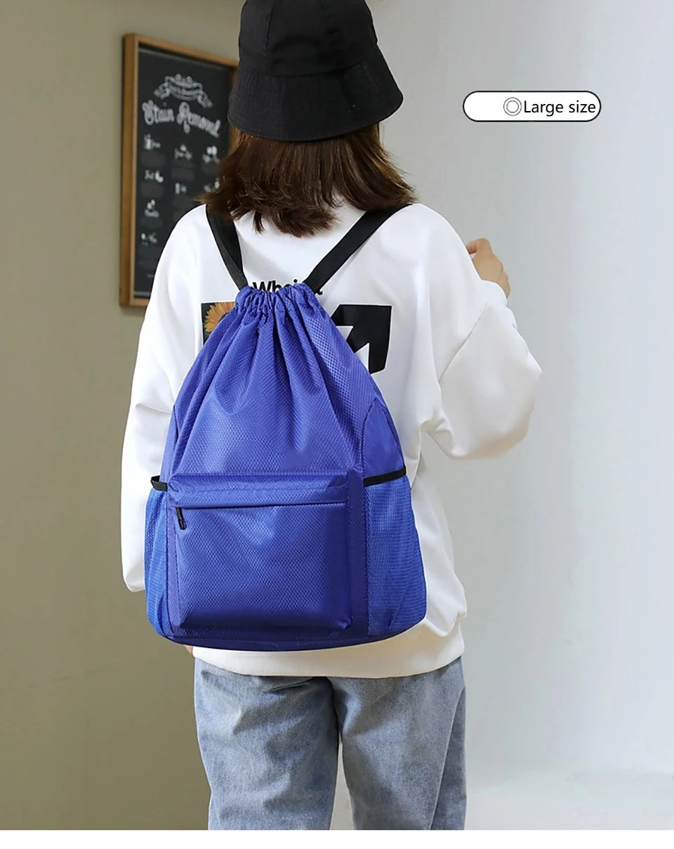 Borsa Sportiva Portatile Per Calcio In Tessuto Oxford A Tinta Unita Con Coulisse E Cinghie Regolabili Grande Capacità