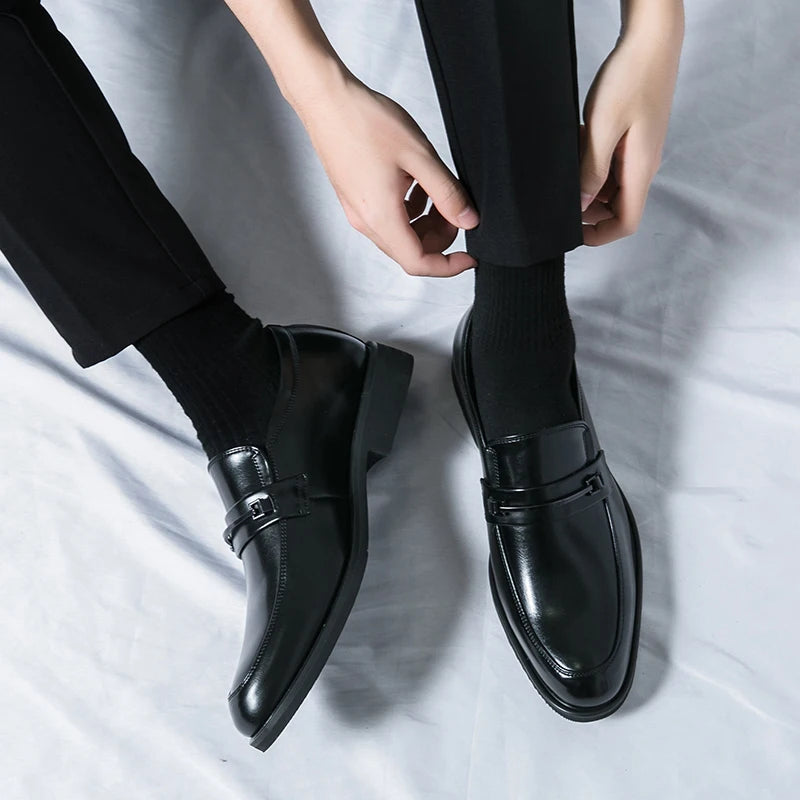 Scarpe Formali In Pelle Da Uomo Mocassini Slip On Classico Punta Tonda Traspirante Antiscivolo Per Ufficio Matrimonio