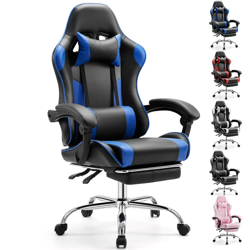 JHK Sedia Da Gioco Ergonomica Da Corsa Girevole Regolabile In Pelle PU Con Poggiatesta E Supporto Lombare Per Ufficio