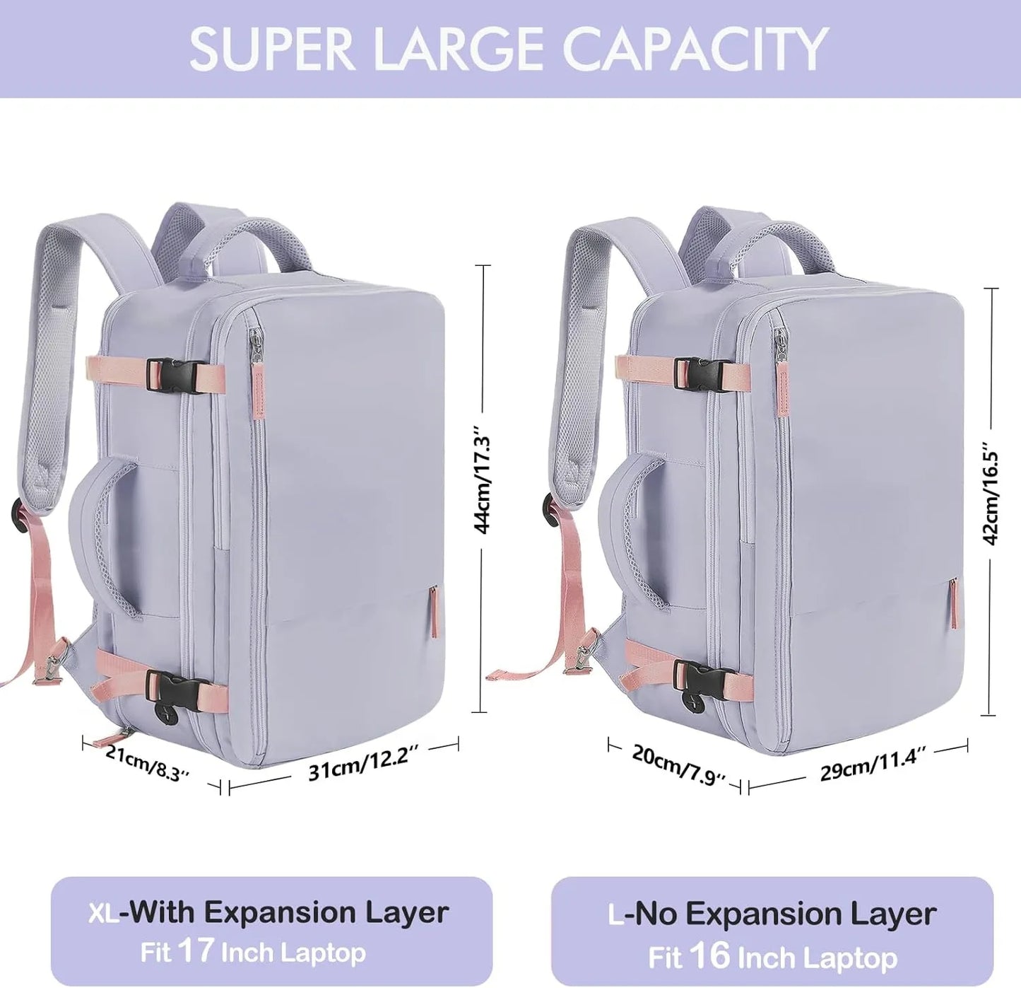 Zaino Da Viaggio Unisex Per Laptop Da 15 Pollici Grande Capacità 36 55 Litri Per Oggetti Personali
