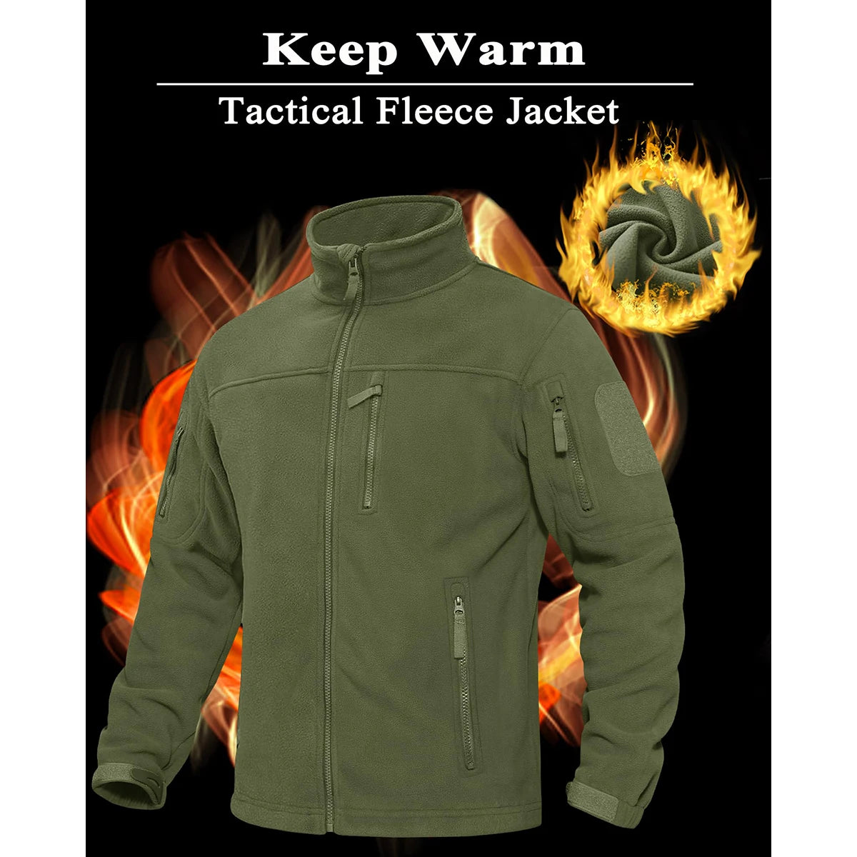 Tacvasen Giacca In Pile Da Uomo Caldo Antivento Con Cerniera Completa Tasche Zip Per Trekking E Lavoro All Esterno