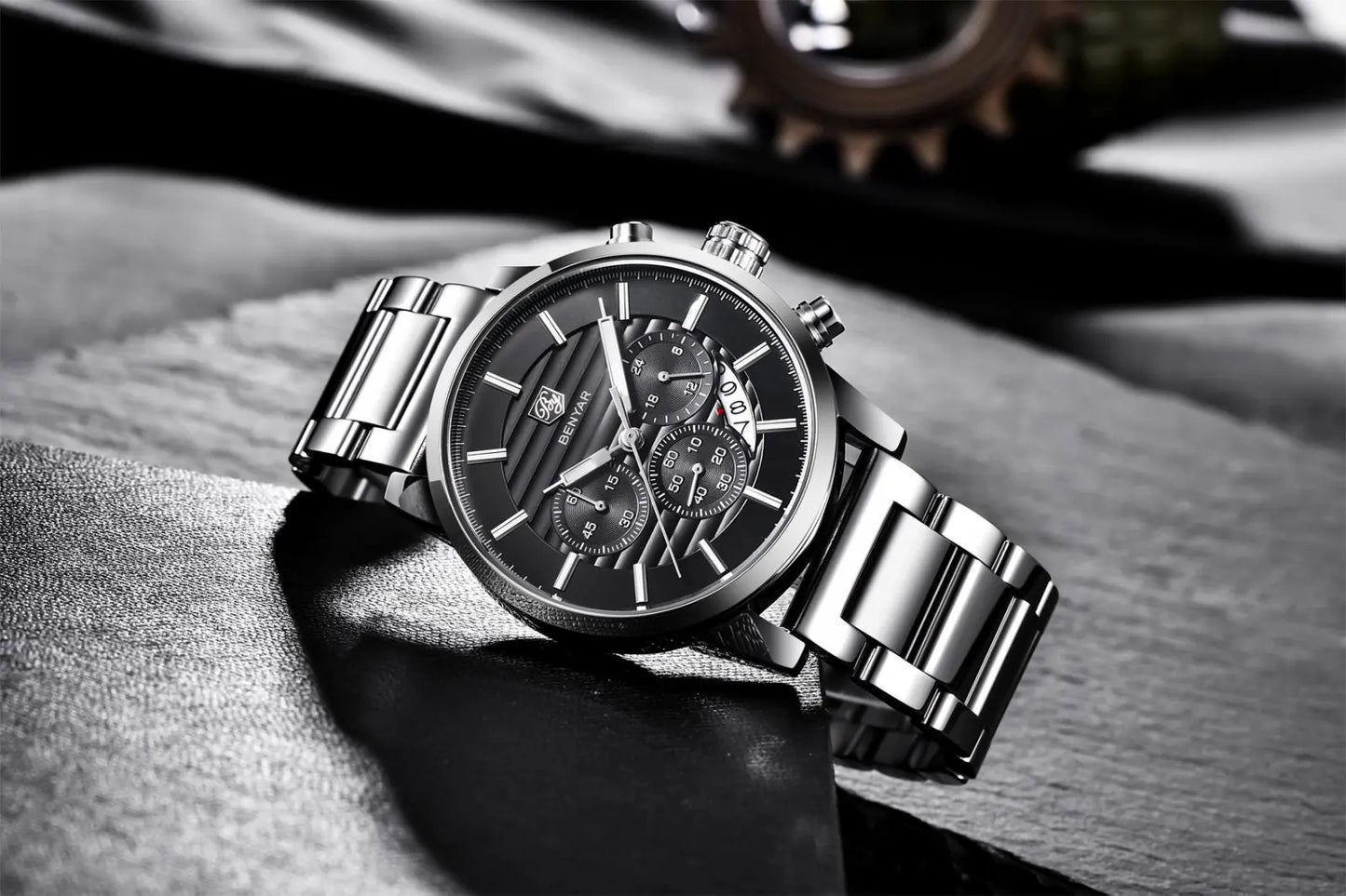 Orologio Da Uomo BENYAR Al Quarzo In Pelle Impermeabile Multifunzione Cronografo calendario Resistente Agli Urti