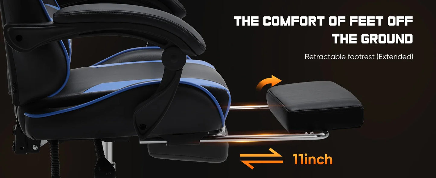JHK Sedia Da Gioco Ergonomica Da Corsa Girevole Regolabile In Pelle PU Con Poggiatesta E Supporto Lombare Per Ufficio