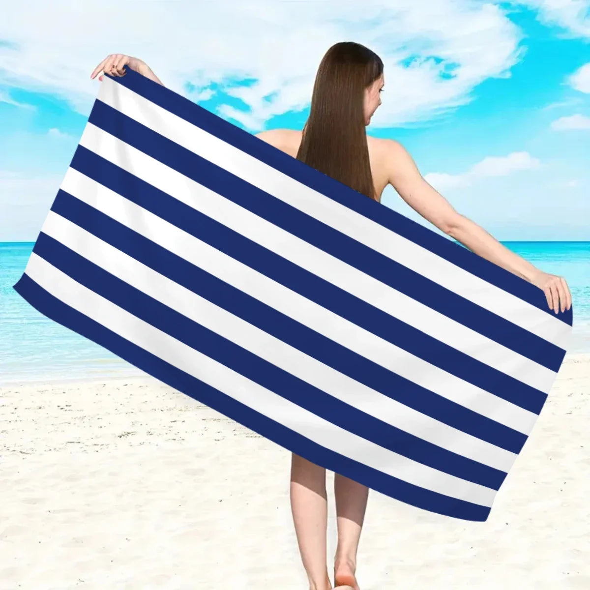 Telo Mare A Righe In Microfibra Ad Asciugatura Rapida Asciugamano Assorbente Per Spiaggia Vacanze Al Nuoto