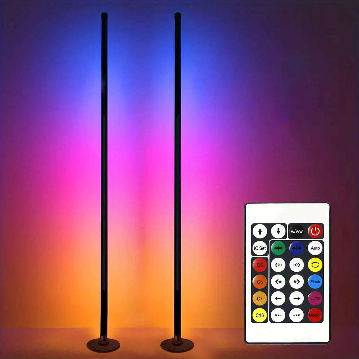 Lampada Da Terra RGB Intelligente Controllo App Telecomando Sincronizzazione Musicale Illuminazione Angolare Timer