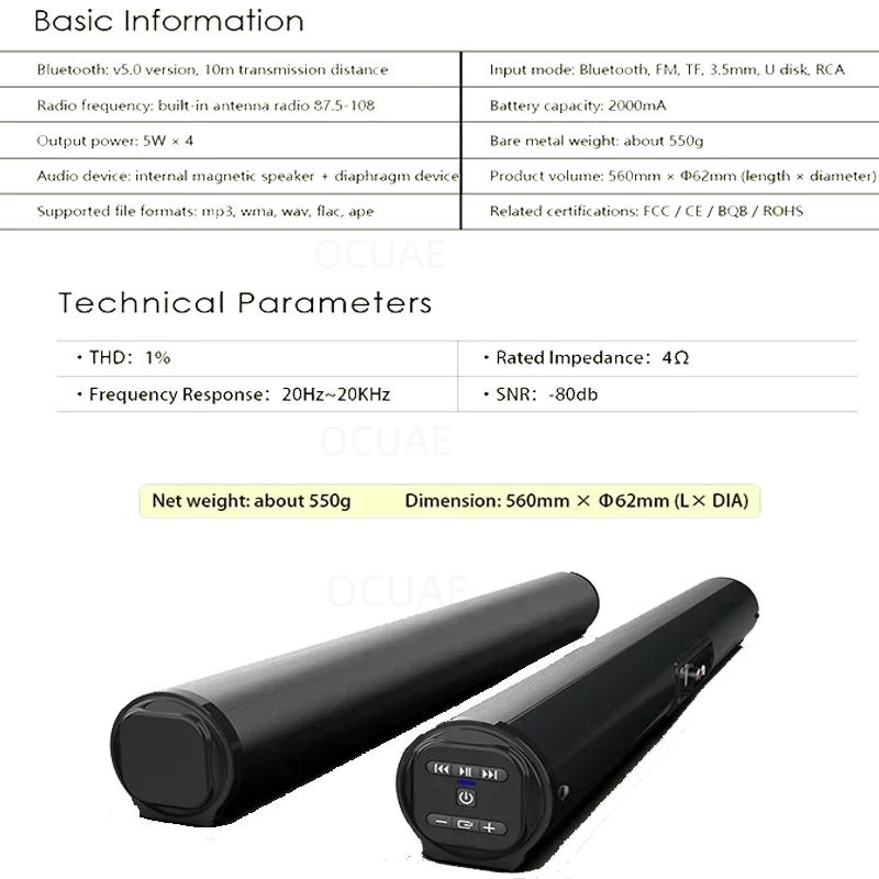 Barra Audio Portatile Potente Altoparlante Bluetooth Senza Fili Surround Stereo Per TV Subwoofer Radio FM Caixa De Som