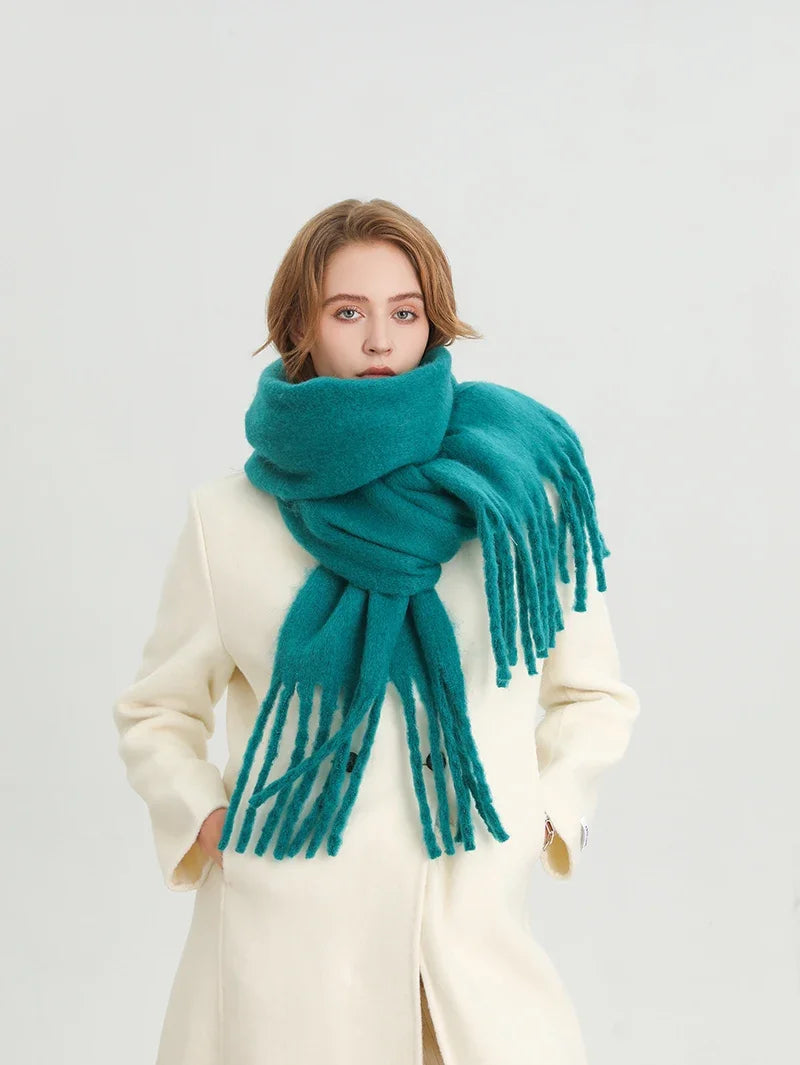 Sciarpa Invernale Per Donna Cashmere Caldo Pashmina Morbida Grande Scialle Con Nappa Poncho Lungo Echarpe