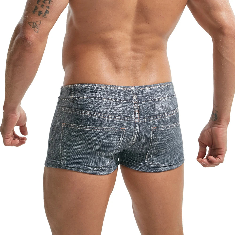 Pantaloncini Da Surf Senza Cuciture Uomo 2XL Denim Stampato Boxer Pantaloncini Da Bagno Traspiranti Sportivi