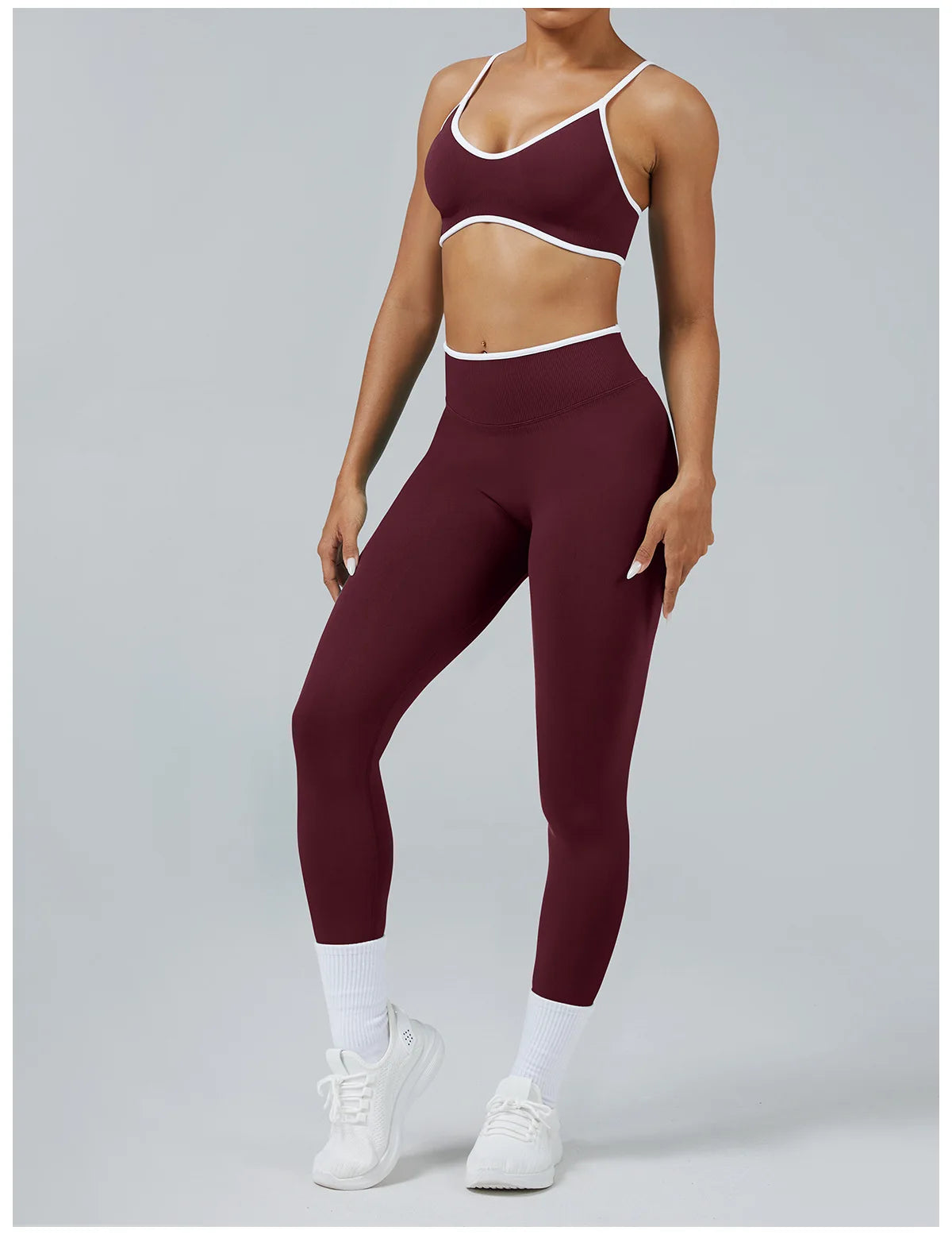 Set Fitness Da Donna 2 Pezzi Leggings Vita Alta Senza Cuciture E Reggiseno Sportivo Per Yoga Palestra Cardio Estivo