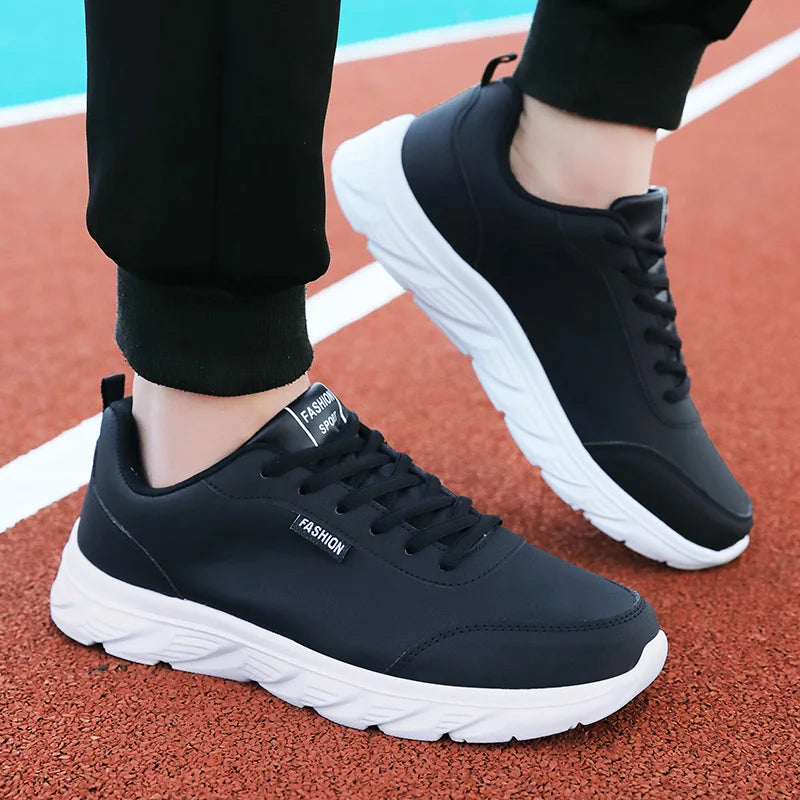 Scarpe da Corsa Uomo Impermeabili in Pelle Sneakers Sportive da Esterno Leggere per Passeggiata e Running