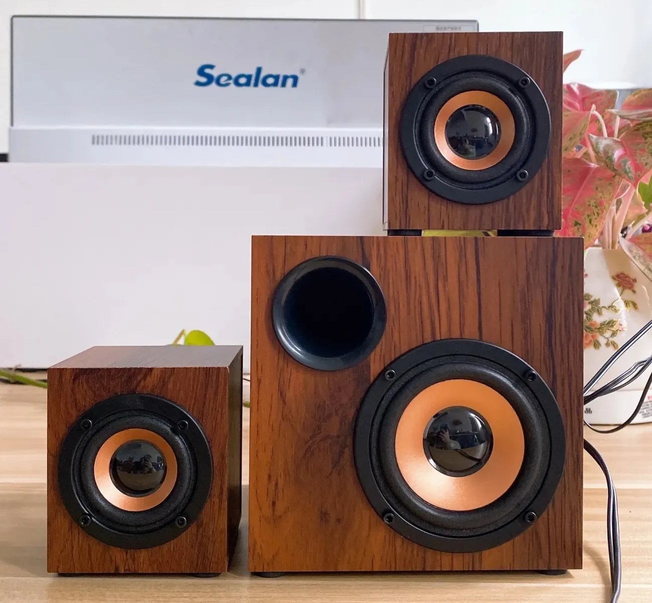 Altoparlante Bluetooth 2.1 Da Tavolo In Legno Con Subwoofer Per PC Notebook Ufficio Casa Suono Pieno