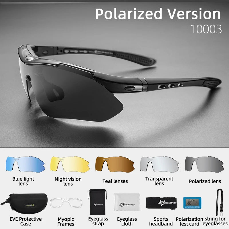 Occhiali Da Ciclismo Polarizzati Per Uomo UV400 Con Naso Regolabile E Set Di 5 Lenti Per Road MTB