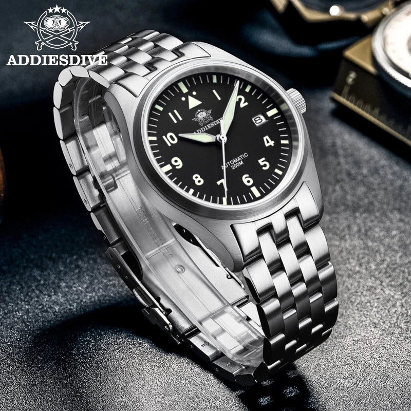 Orologio Meccanico Con Zaffiro 39mm Movimento 8215 Giappone Automatico Da Uomo Impermeabile 200m Luminoso Pilota Retrò