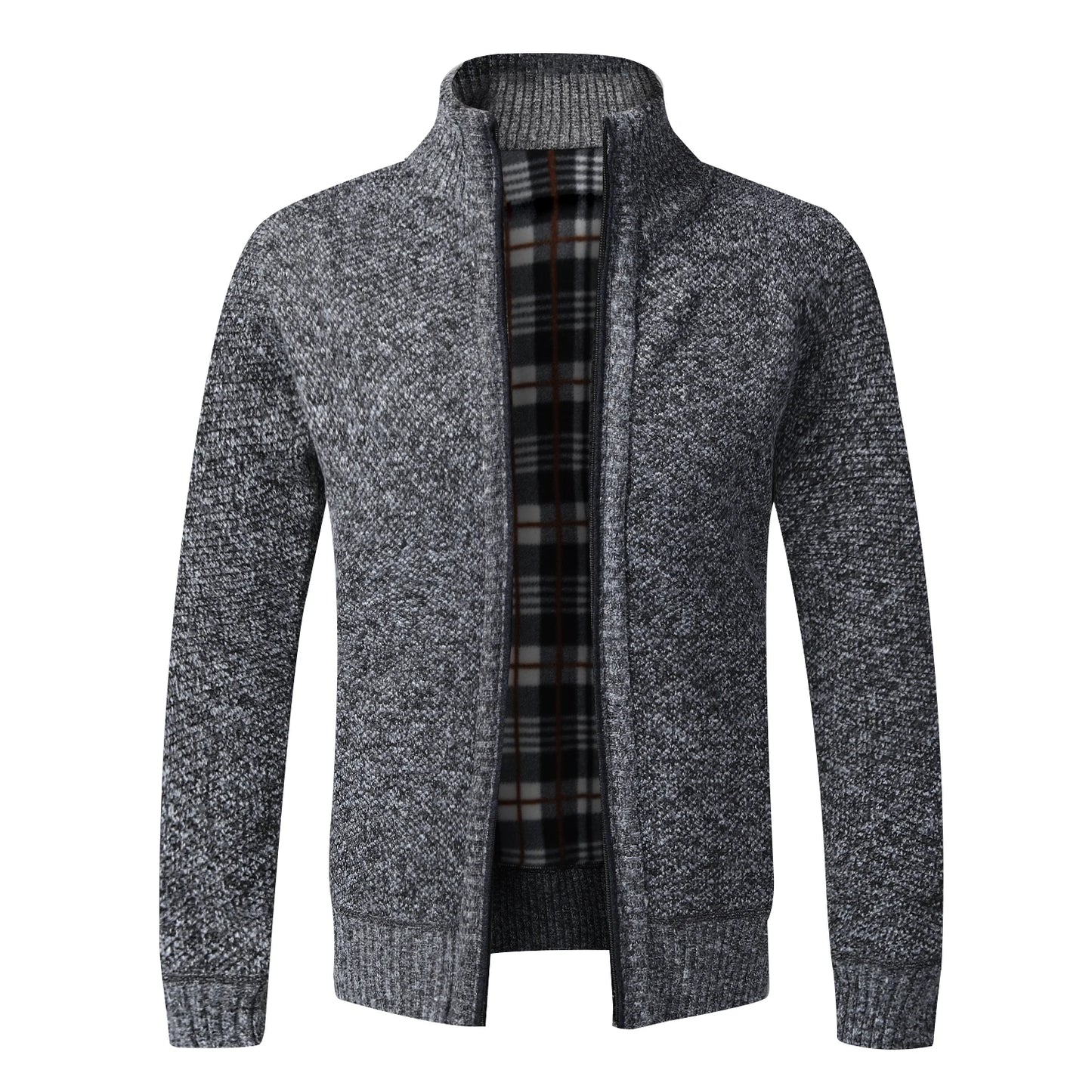 Cardigan Caldo Uomo In Pile Con Zip Slim Fit Lusso Lavorato A Maglia Per Autunno Inverno