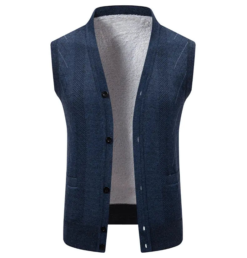 Cardigan Senza Maniche Da Uomo Gilet In Maglia Con Scollo A V Bottoni Argyle Lavorato Con Tasche