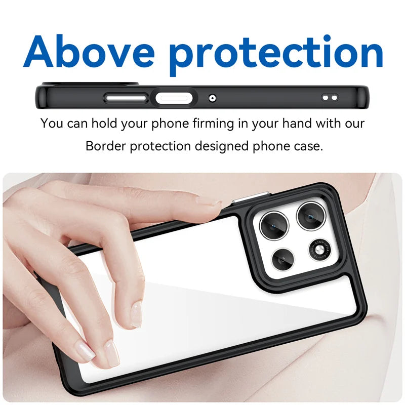 Custodia TPU Trasparente Colorata Per Motorola Moto G06 Power G56 G86 5G Antimpronta Antigraffio Antiscivolo